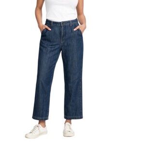 Eddie Bauer Vashon Fit Jeans Womens 12 Dark Wash Wide Leg Cropped Denim Trousers
